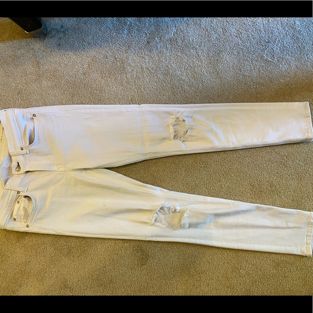 Rag & Bone white cropped ripped skinny jeans sz28